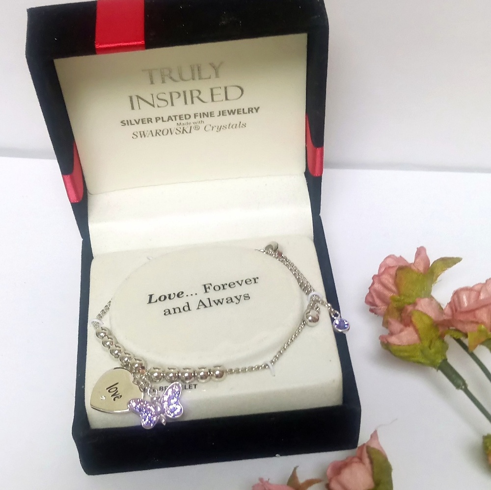Silver Plated Purple Swarovski Crystal Bracelet